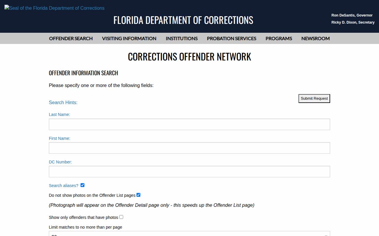 Moore Haven Correctional Facility Florida offender release search
