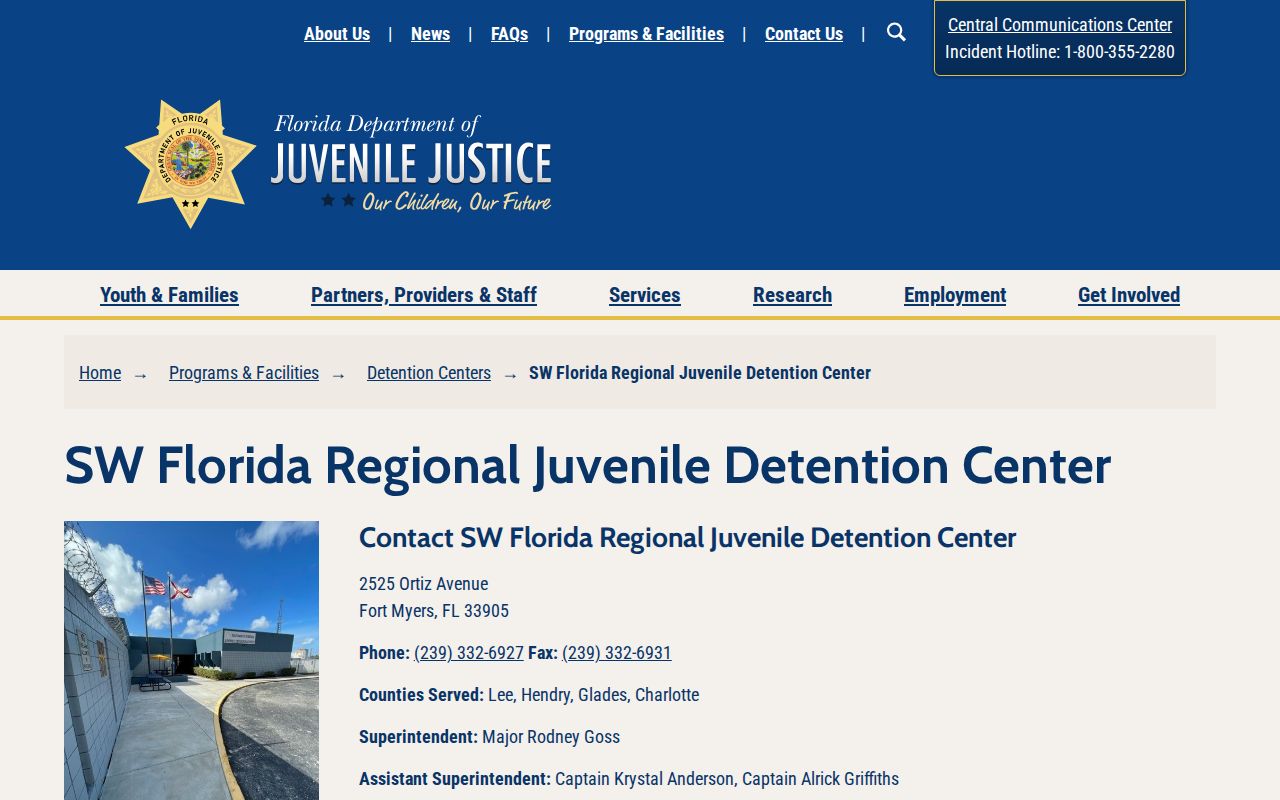 Southwest Florida Regional Juvenile Detention Center youth release records